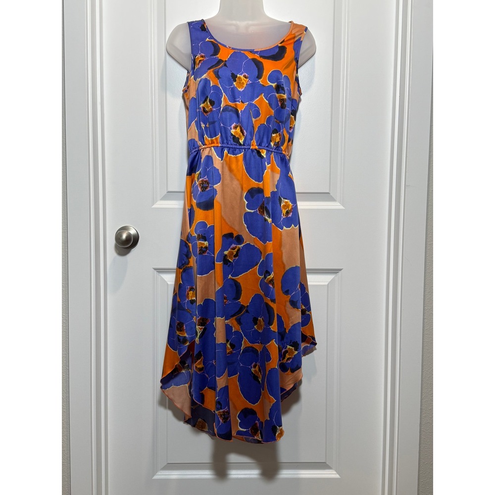 Romeo & Juliet Couture Floral Print Asymmetrical Hem Dress Women's Small Silky S